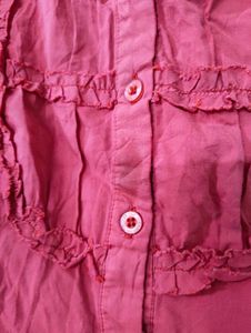 Charming Pink Ruffled Button-Up Top