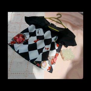 Stylish Checkerboard Embellished Top