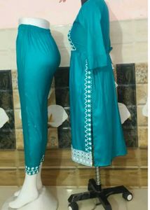 Green Embroidered Kurta Set