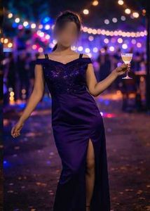 Elegant Purple Sequined Evening Gown
