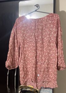 Chic Pink Floral Print Tunic Top