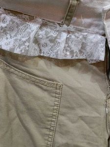 Stylish Lace Trimmed Khaki Pants