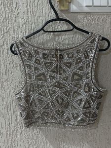 Sparkling Embellished Crop Blouse