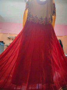 Red gown with Gold Border