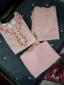 Embroidered Pink Kurta Set with Dupatta
