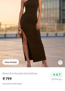 Chic Brown One Shoulder Ruched Dress
