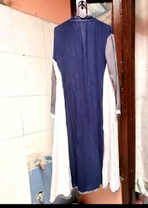 Elegant Embroidered Blue&amp;White anarkali Kurta used