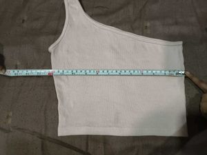 Baby pink Ribbed One Shoulder Crop Top