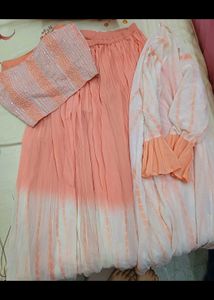 Beautiful Peach Crop Top Palazzo Set