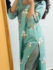Beautiful Green Floral Print Kurta