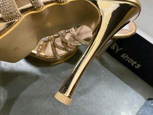 Sparkling Embellished Gold Heels