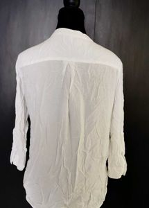 White Crinkle Tunic Top