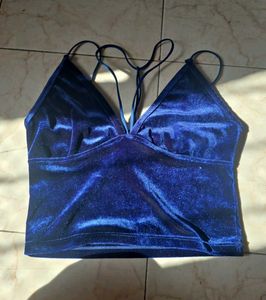 Blue Velvet Crop Top