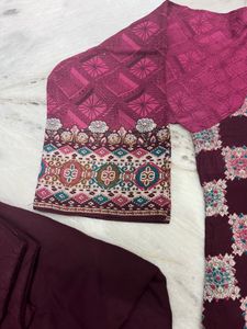 purple Floral Print Kurta Set