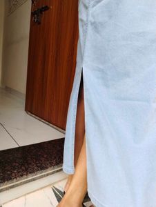 Light Blue Denim Maxi Skirt