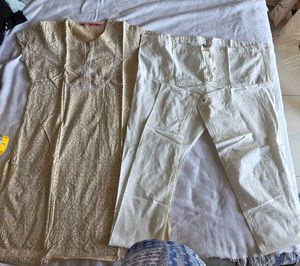 Elegant Beige Printed Kurta set