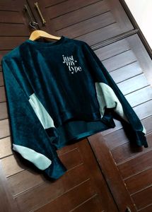 Ginger Green Velvet Regular Fit Sweatshirt