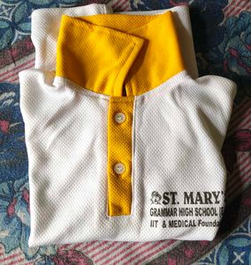 White &amp; Yellow Polo T-Shirt