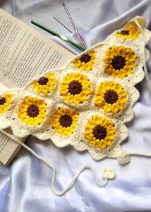 Handmade Crochet Sunflower Bandana
