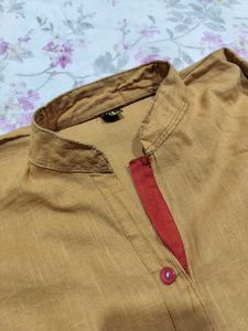 Stylish Mustard Kurta with Red Accents