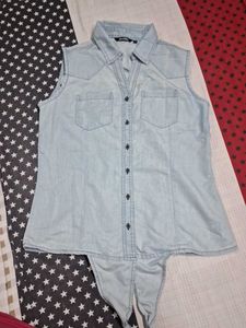 Sleeveless Denim Bodysuit Top