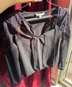 Sheer Black Lace Sleeve Top