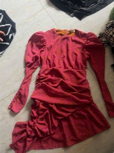 Pink Ruched Puff Sleeve Dress