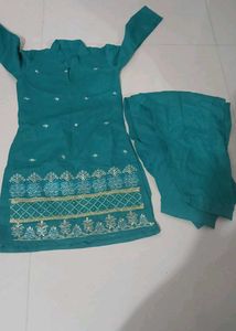 Teal Embroidered Kurta Set