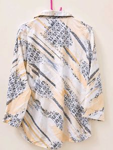 Chic Abstract Print Button-Up Shirt