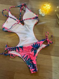Tropical Leaf Print One-Piece Swimsuit