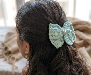 Handmade Crochet Bow 🎀 Hair Clip