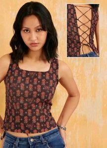 Strappy Back Floral Print Tank Top