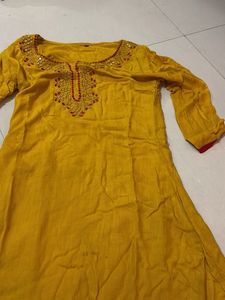 Yellow Embroidered Kurta