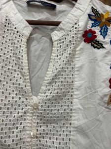 Embroidered White Kurta(Brand new )