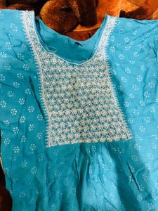 Blue Embroidered Kurta