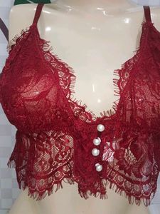 (200)Burgundy Lace Bralette Top