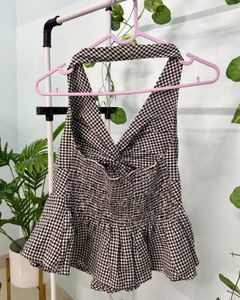 Completely New Black Gingham Halter Top