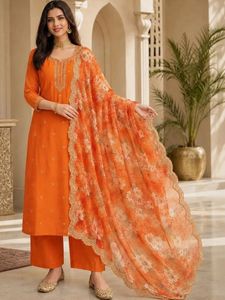 Vibrant Orange Kurta Set with Dupatta
