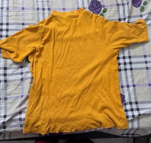 ribbed orange Mock Neck Long Sleeve Top
