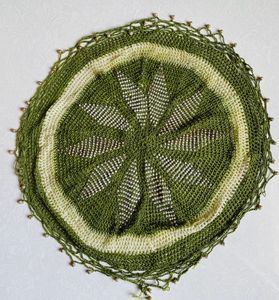 Knitted Beaded Dishcloth/Pooja Thali Cover