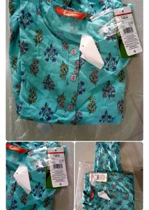 🆕️ Aqua Blue Printed Kurta