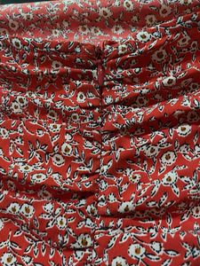Red Floral Ruched Mini Dress