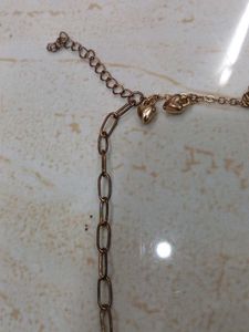 Gold Tone Chain Anklet with Heart Charms