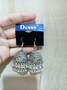 Silver-Tone Jhumka Earrings