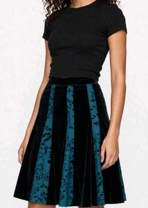 Velvet Striped Midi Skirt