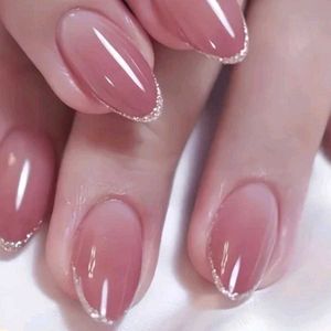 Elegant Ombre & Glitter French Manicure