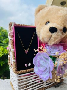 Teddy Bear Gift Set with Necklace &amp; Earrings