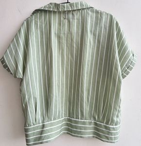 Vertical Striped Cropped Shirt