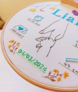Hand Embroidered Hoop For Baby Welcome