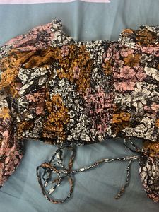 Floral Ruffle Cropped Top